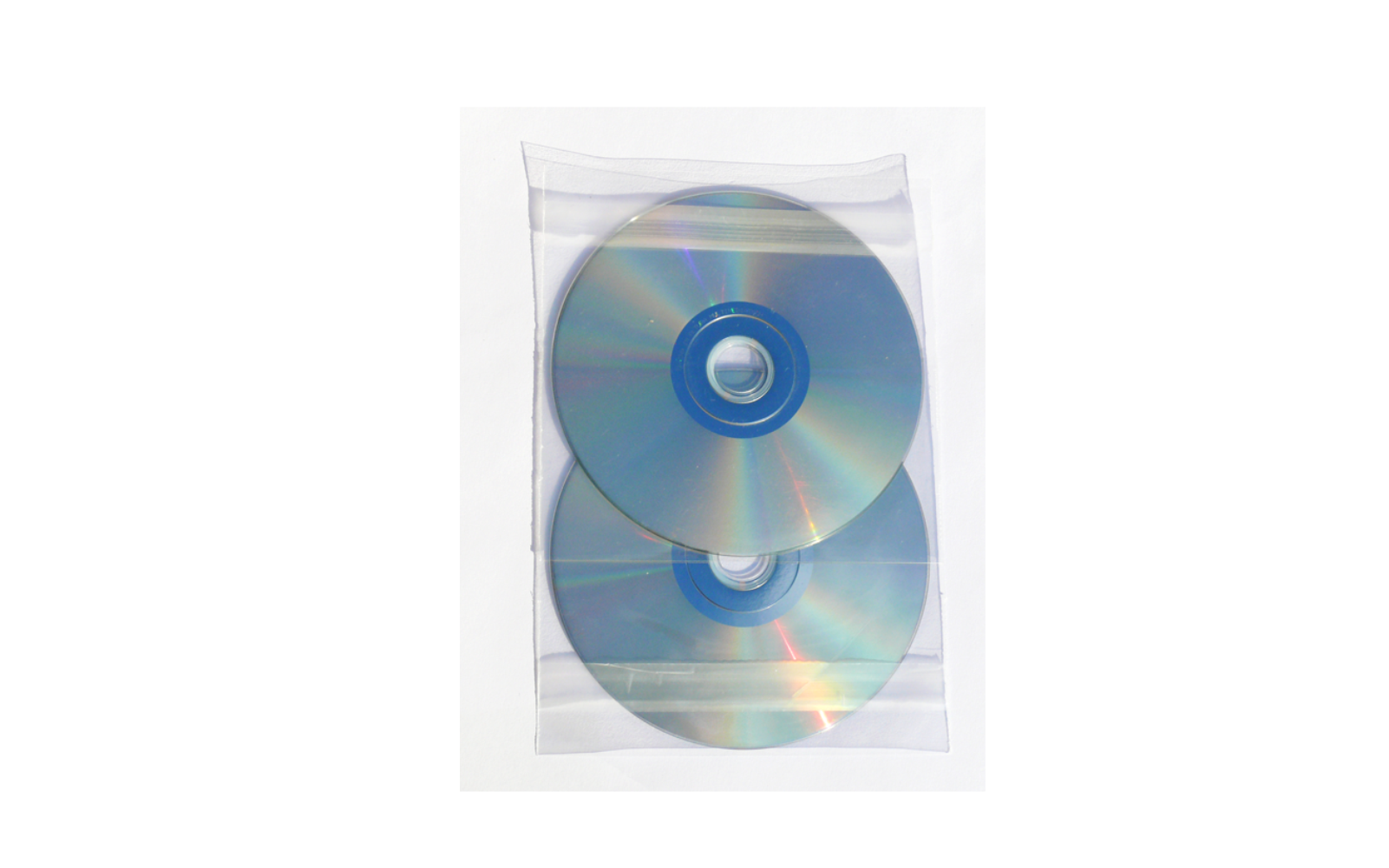 2 CDs or DVDs in PVC Sleeve with 2 adhesive strip